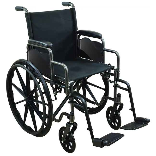 Chaise Roulante À Assise Large De 20 pouces Et Appui Bras Bureau Vue Avec Reposes-pieds Allongés