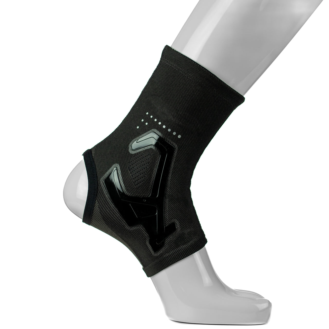 Chevillère De Compression En Bambou Avec Effet De Taping Pour Cheville - Mince Pour Chaussures - Noire - Avec Bande De Silicone - Vue De Côté