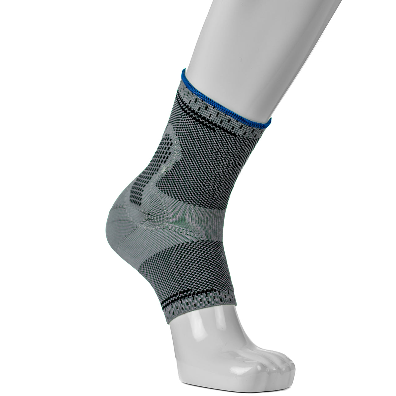 Chevillère De Compression Tricotée En 3D Grise Vue Complète De Devant