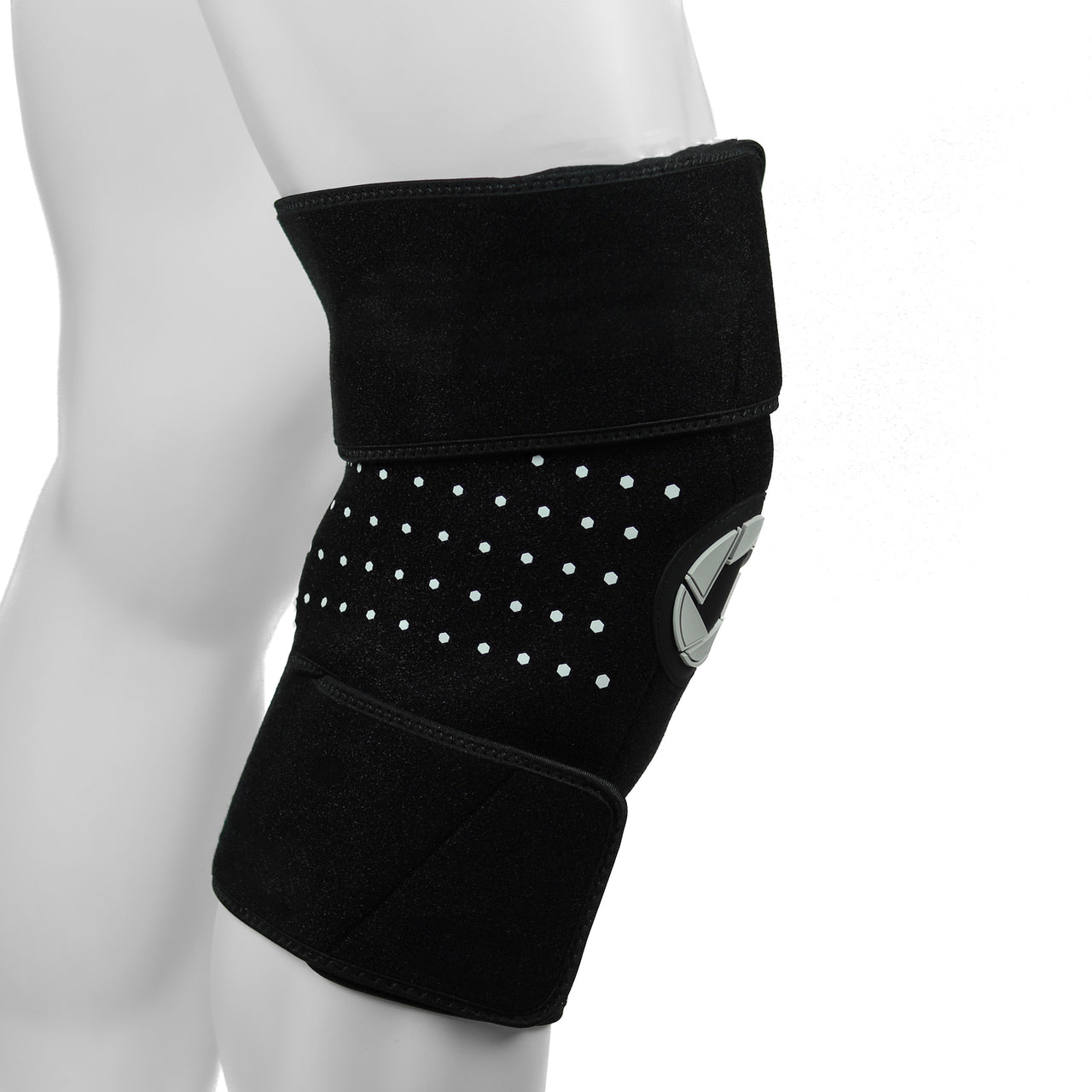 Genouillère Avec Compresse En Gel Chaud-Froid En Néoprène Ouvrable - Noire - Vue De Côté