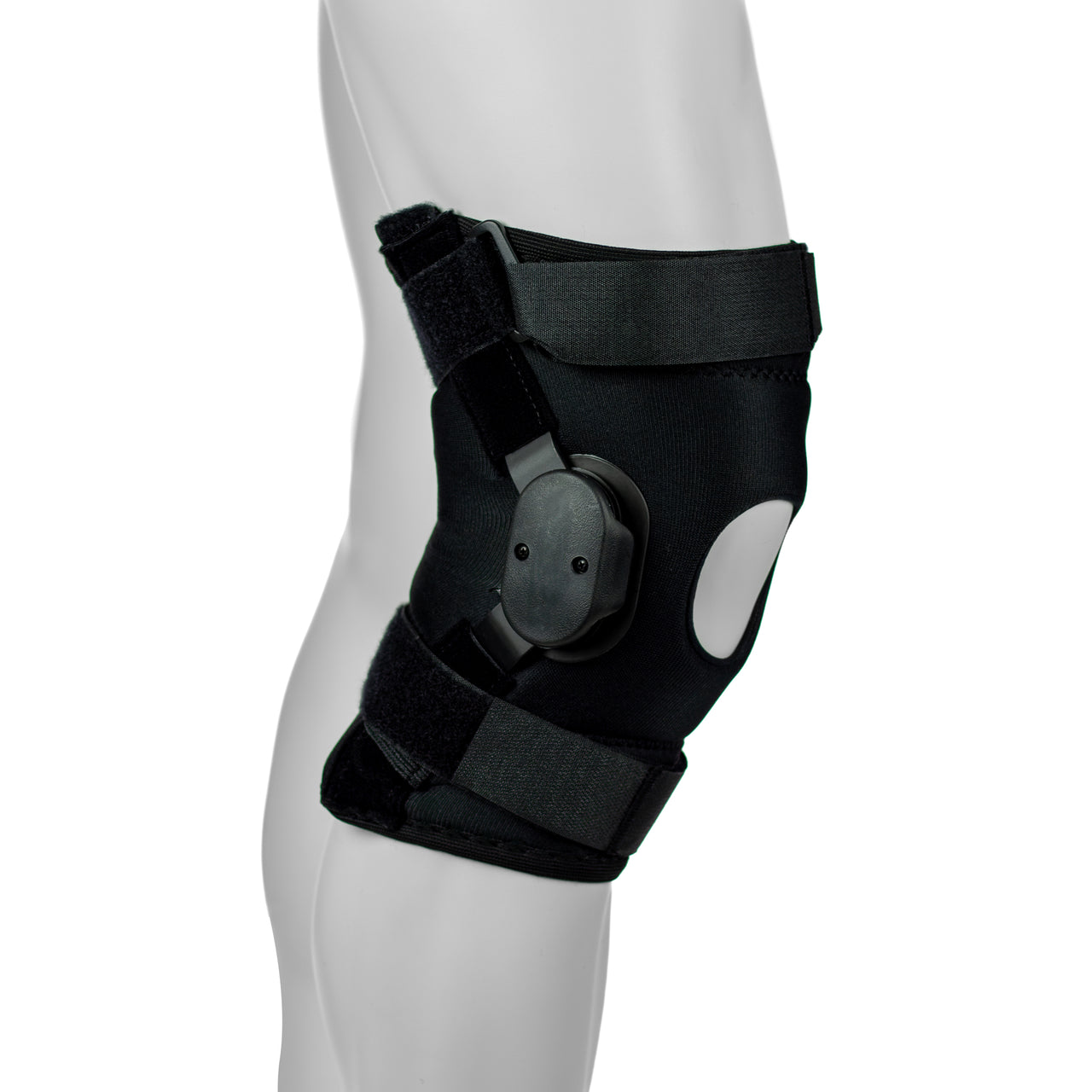 Orthèse Pour Genou Faite Avec Tissu En Drytex Style Manchon - Baleines En Aluminium Articulées - Vue De Côté