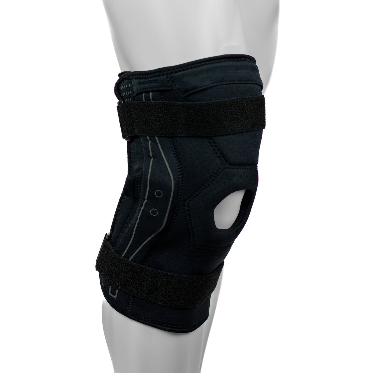 Orthèse Pour Genoux Bionique Avec Baleines Articulées Et Sangles Transversales - Le Support Rotulien Est Hexagonal - Couleur Noire