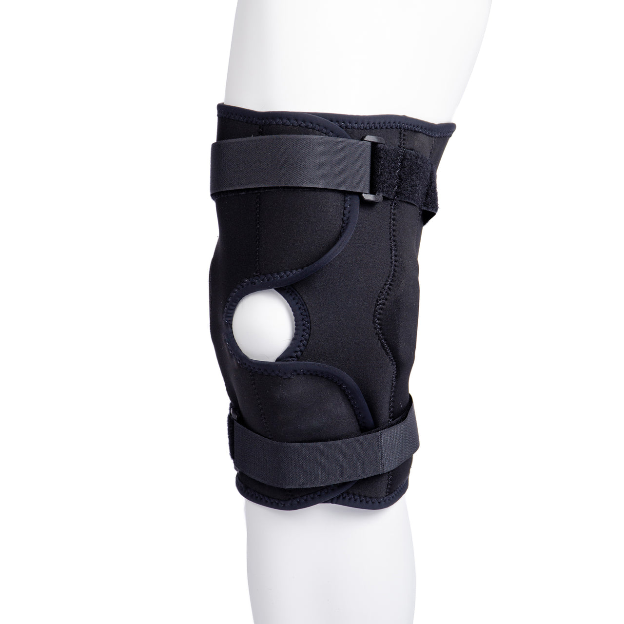Attelle Genou Pour Ligaments Style Wraparound Ouvrable Complètement Avec Sangles Et Tiges Rigides Articulées Couleur Noire