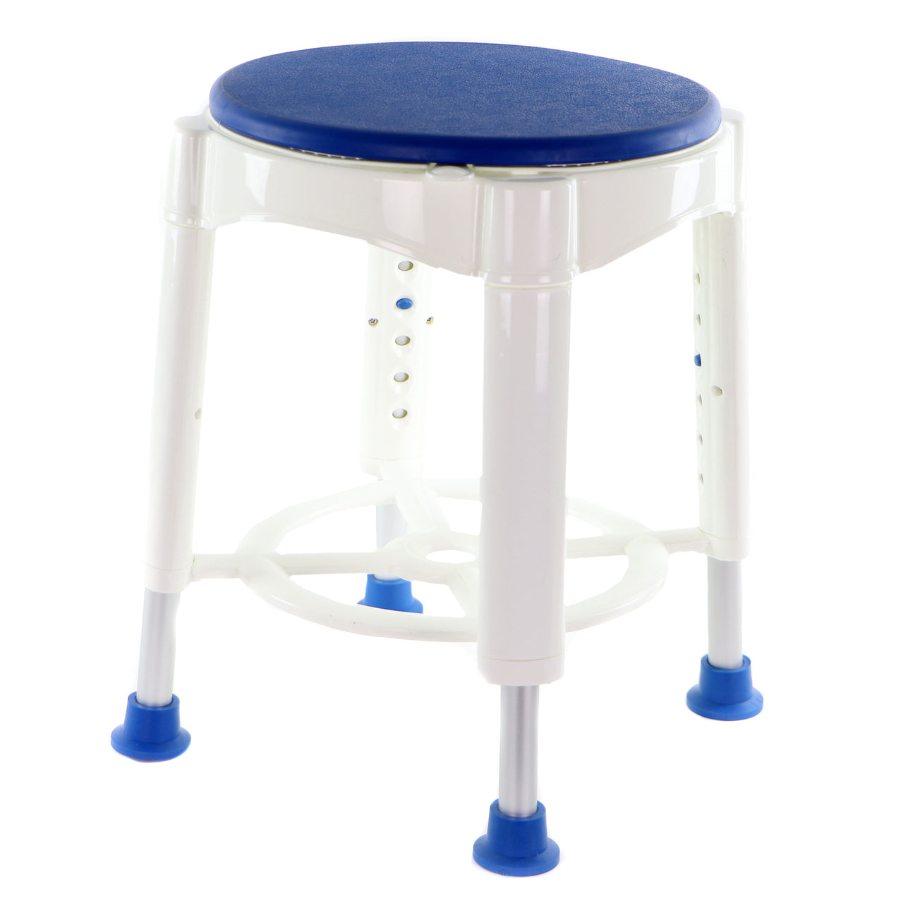 Banc Pour Le Bain Ou De Douche Pivotant En Plastique Blanc Et Siège Bleu
