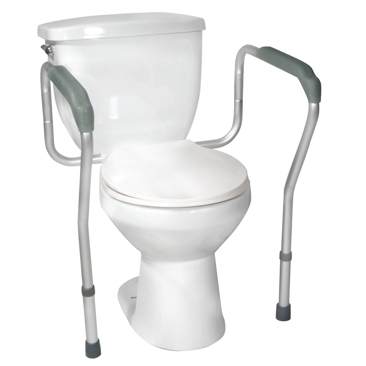 Barre D'appui Pour Toilette Standard Ajustable Avec Pieds Et Accoudoirs Gris