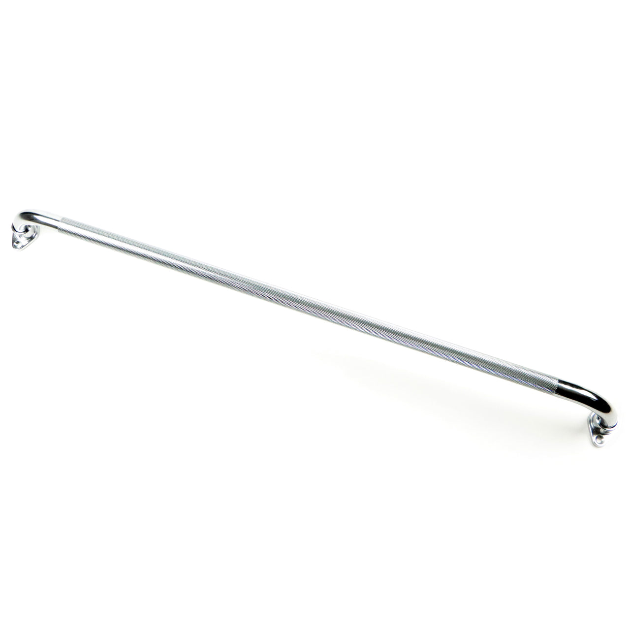 Barre De Soutien Pour Douche Ou Bain Chromée Et Texturée Longue  Avec Longueur De 36 Pouces Vue Installée En Oblique