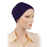 Bonnet Cancer Élastique Femme Ou Homme Bleu Marin Stretchycap