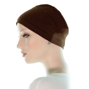 Bonnet Cancer Pour Perte De Cheveux Brun Stretchycap Profil Droit