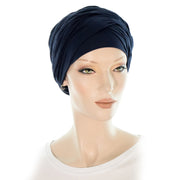 Bonnet Cancer Style Turban De Bambou En Bleu Foncé Turbacap