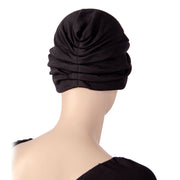 Bonnet Chimio Style Turban Noir ComfortMix Vue Du Plissage À L'arrière