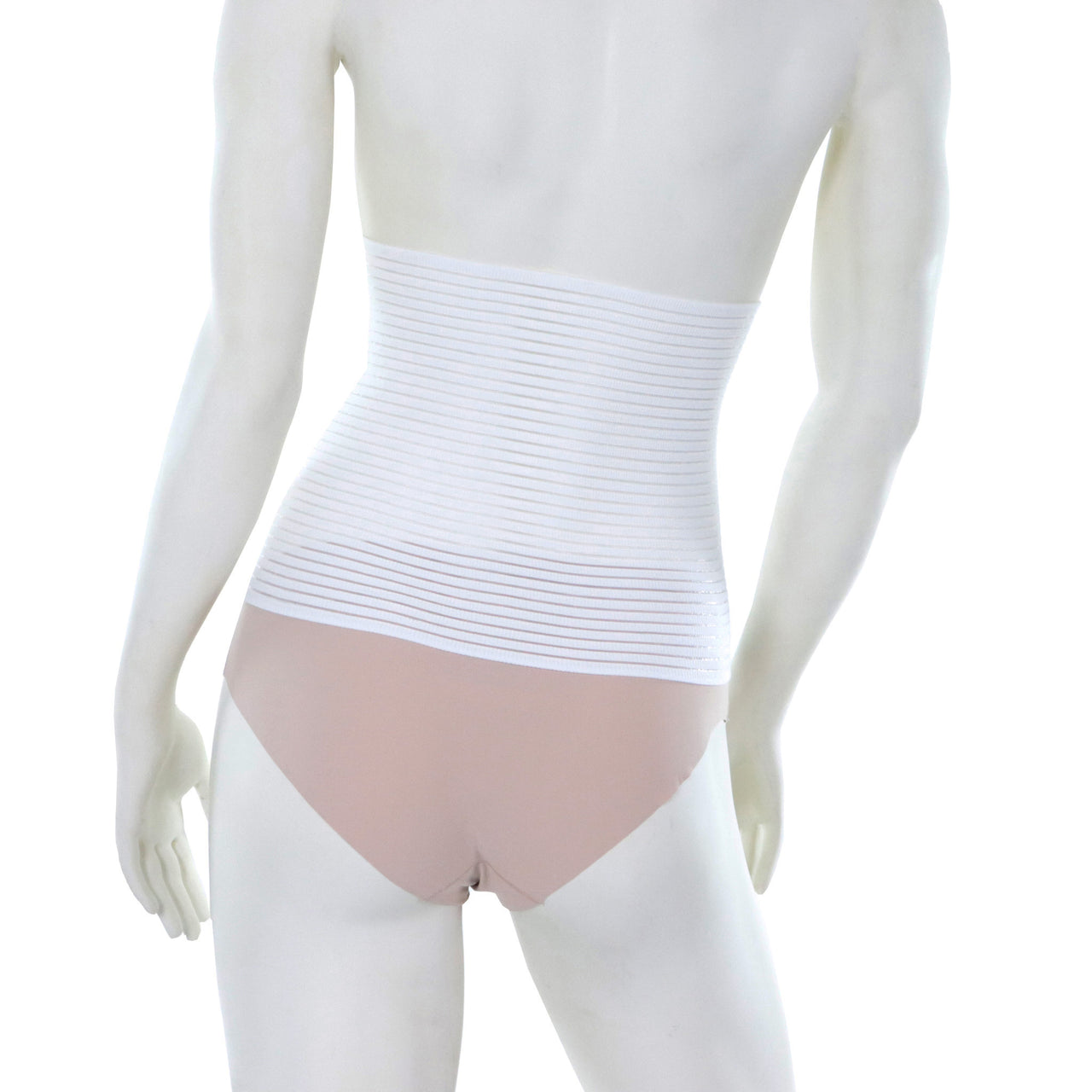 Ceinture Abdominale Post Opératoire Blanche Respirable Pour Femme Ou Homme Vue De Derrière