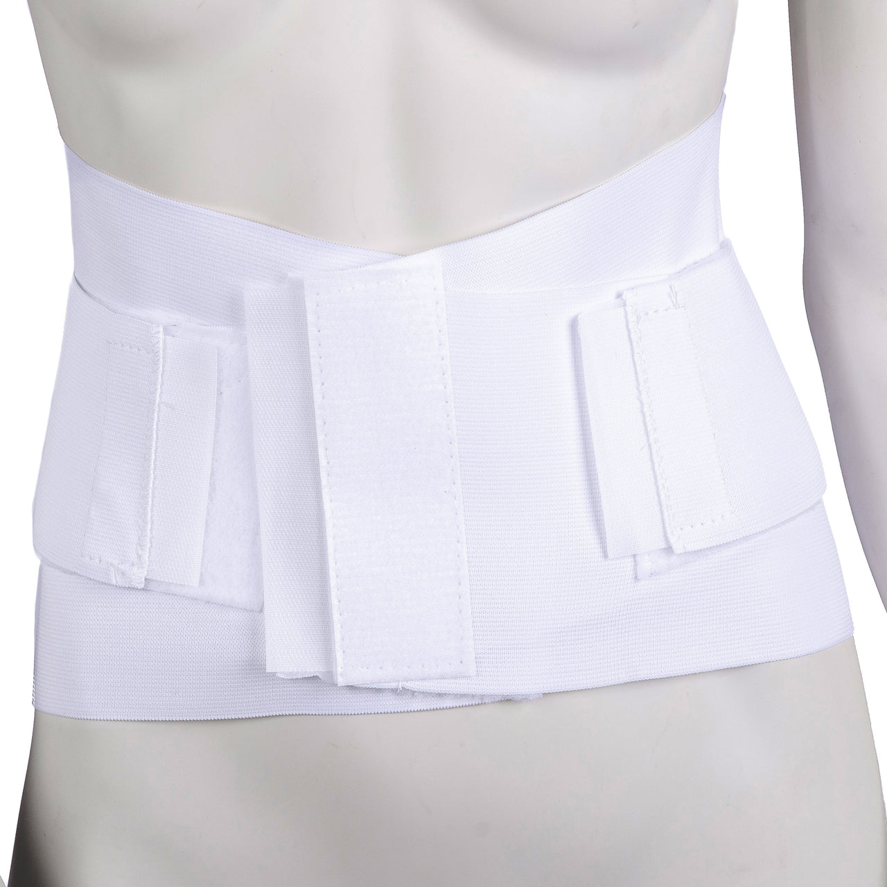 Ceinture Lombaire Discrète Blanche Femme Ou Homme Vue Frontale De La Fermeture Ajustable