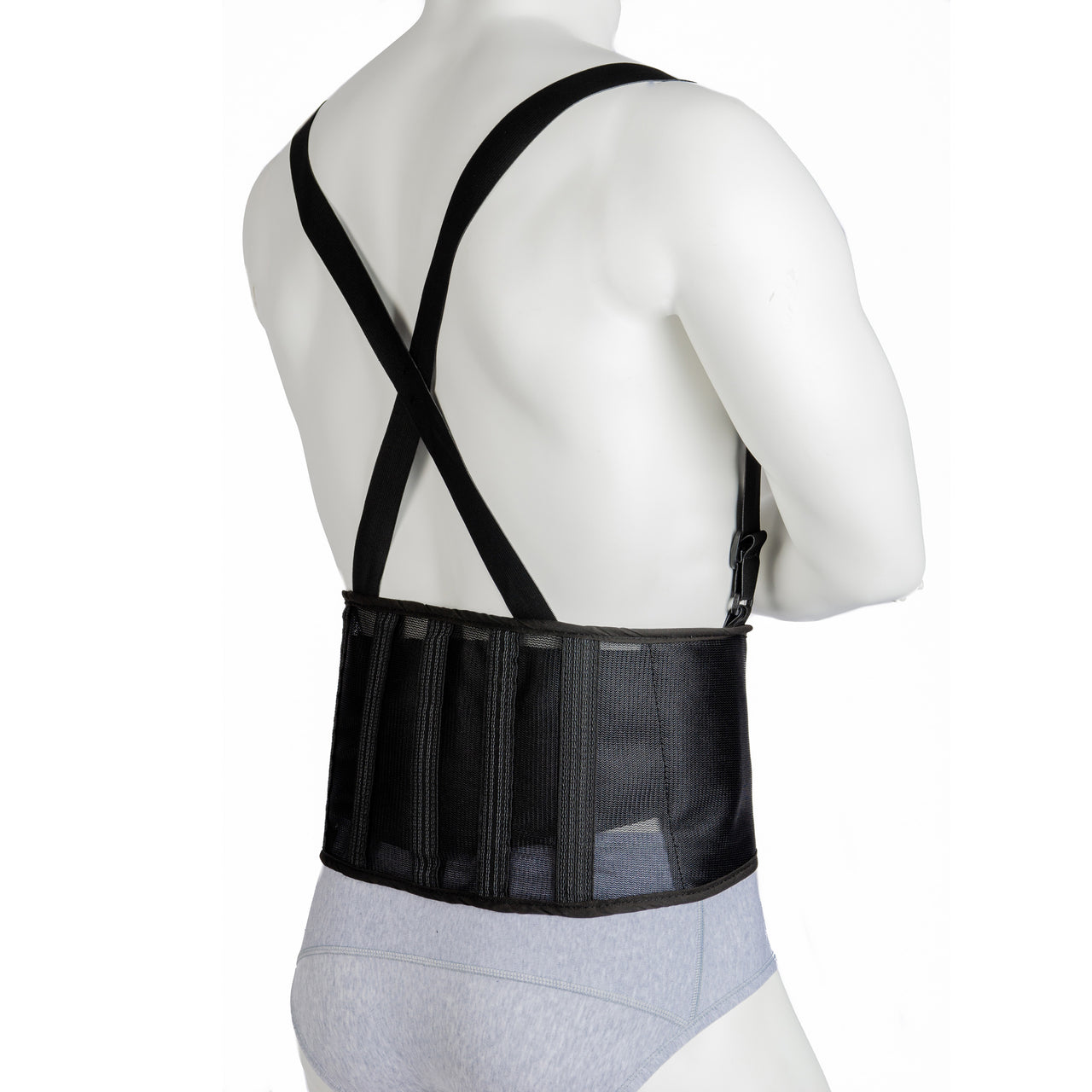 Ceinture Pour Le Dos De Travail Noire Avec Bretelles Vue Dos Portée Par Un Homme