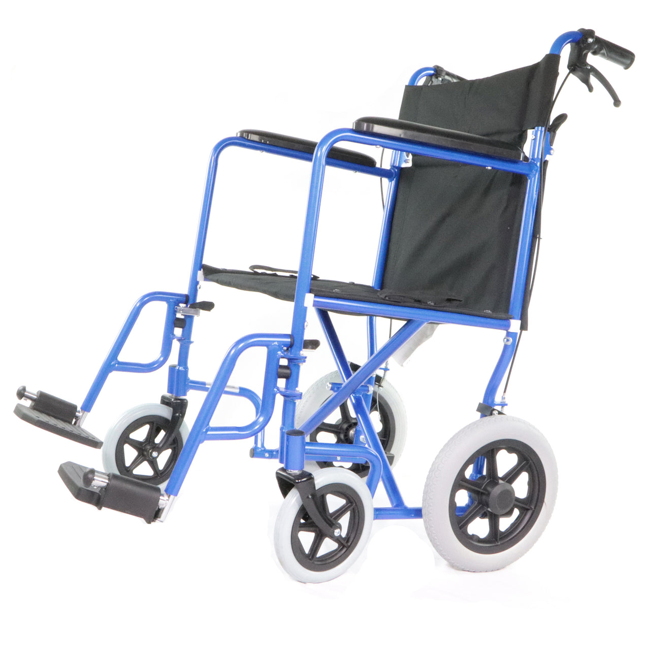 Chaise De Transport Légère Tout Terrain Bleue Vue De Côté