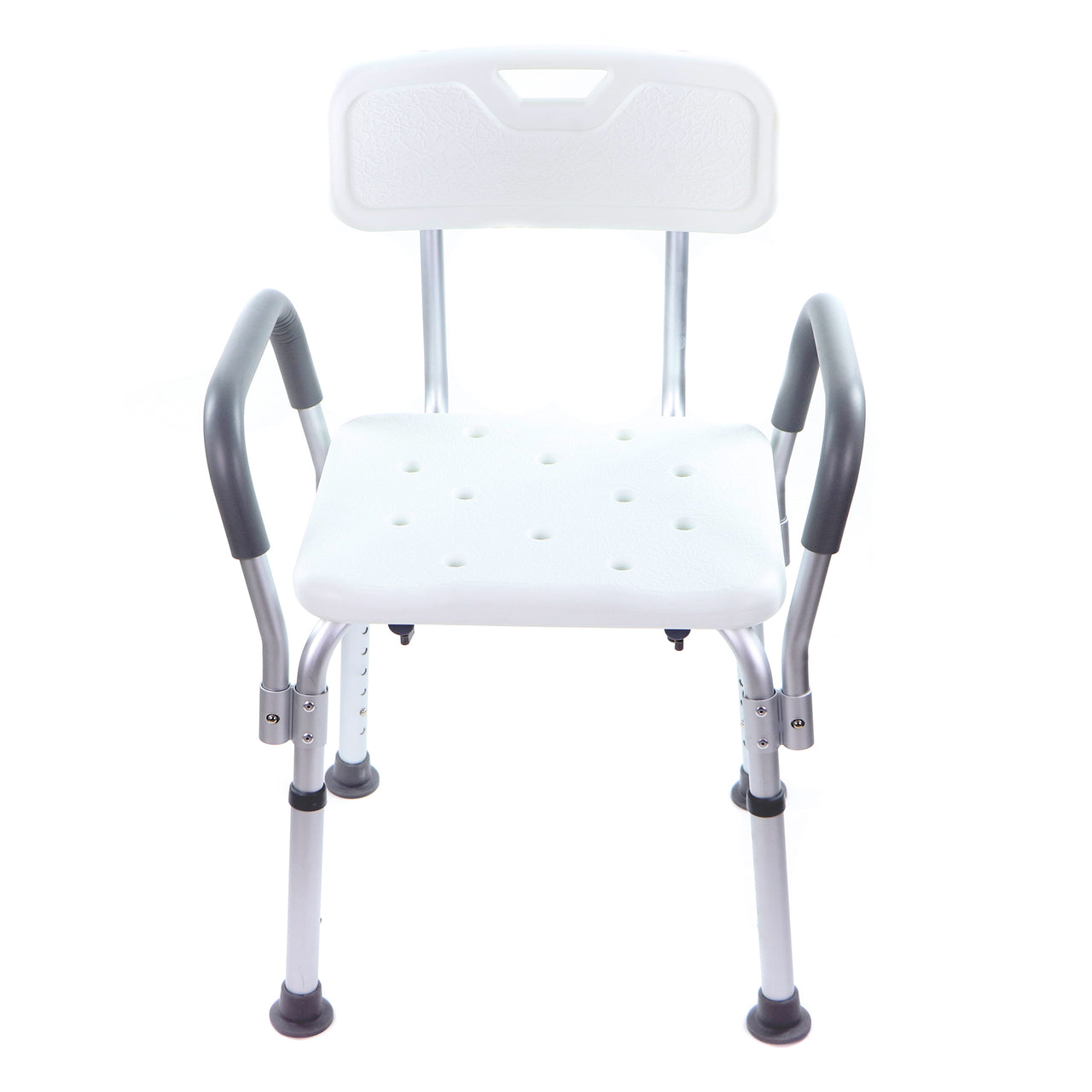 Chaise Pour Le Bain Avec Accoudoirs Coussinés Détachables Dossier Et Siège Large Troué Vue Frontale
