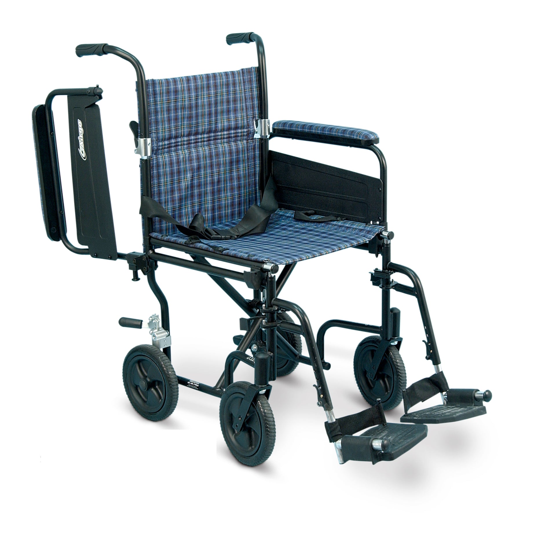 Chaise Roulante De Transport Airgo Comfort Plus Pour Personnes Âgées Couleur Imprimée Écossais Bleu