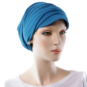 Chapeau Cancer 2 En 1 Turban Et Bonnet Chimio À La Fois Avec Rebord Dissimulable Bleu Turquoise