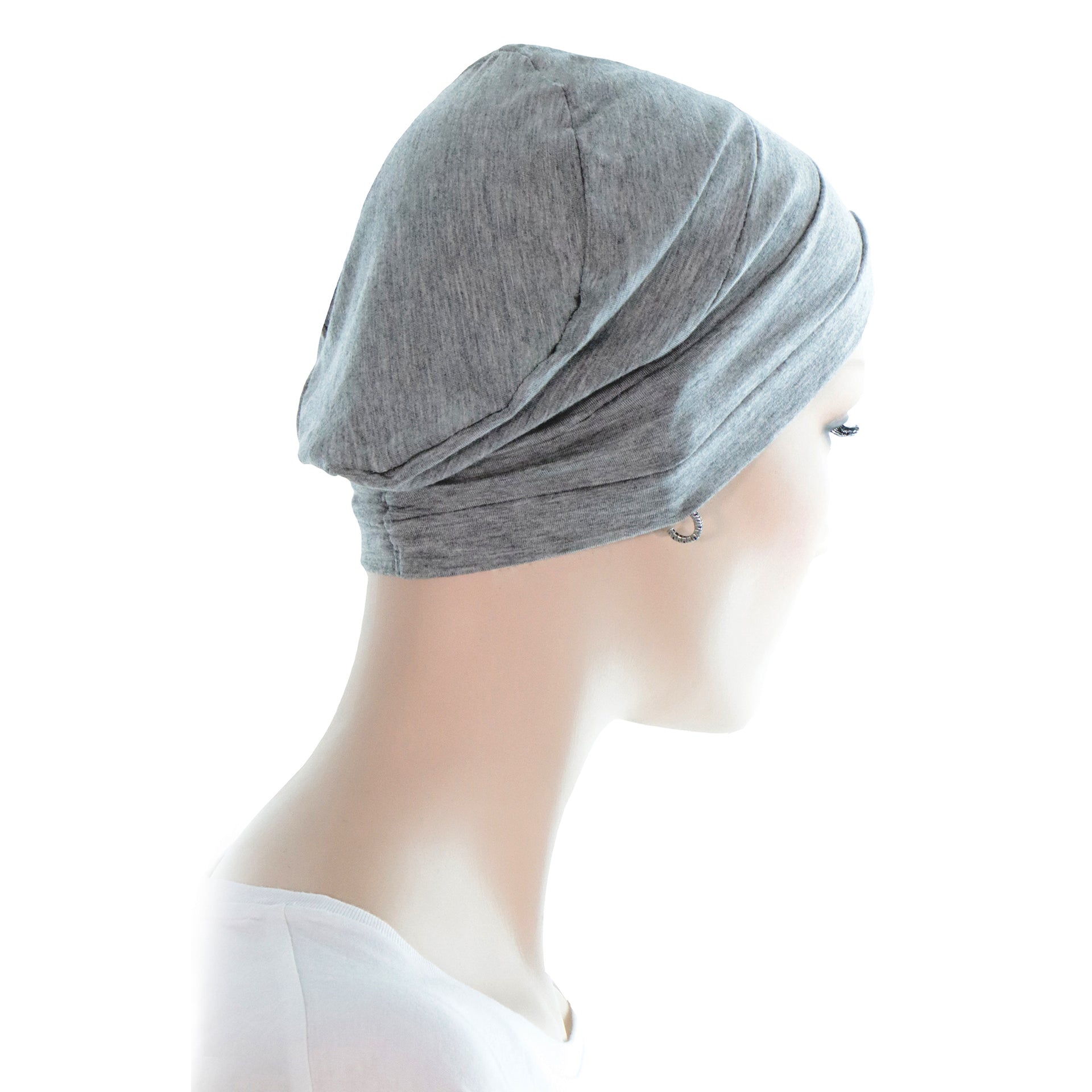 Bonnet de nuit pour chimiothérapie à plis en coton bio blanc
