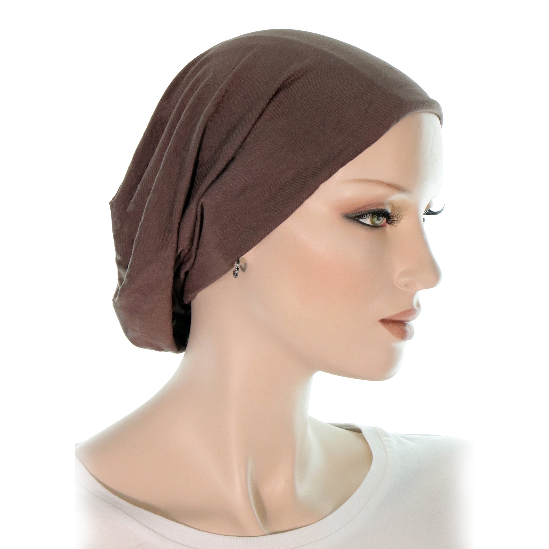 Chapeau Cancer Style Bonnet Bandana Brun Beanieband Profil Droit