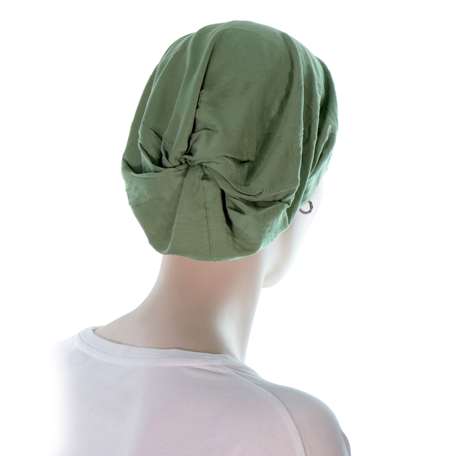 Chapeau Cancer Style Bonnet Chimio Doux En Bambou Vert Beanieband Derrière