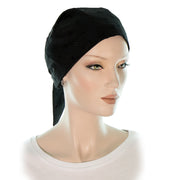 Chapeau Cancer Style Foulard De Cheveux Ajustable Le Classique Noir Vue Devant