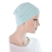Chapeau Cancer Style Turban Bambou Double Bleu Pâle Profil Droit