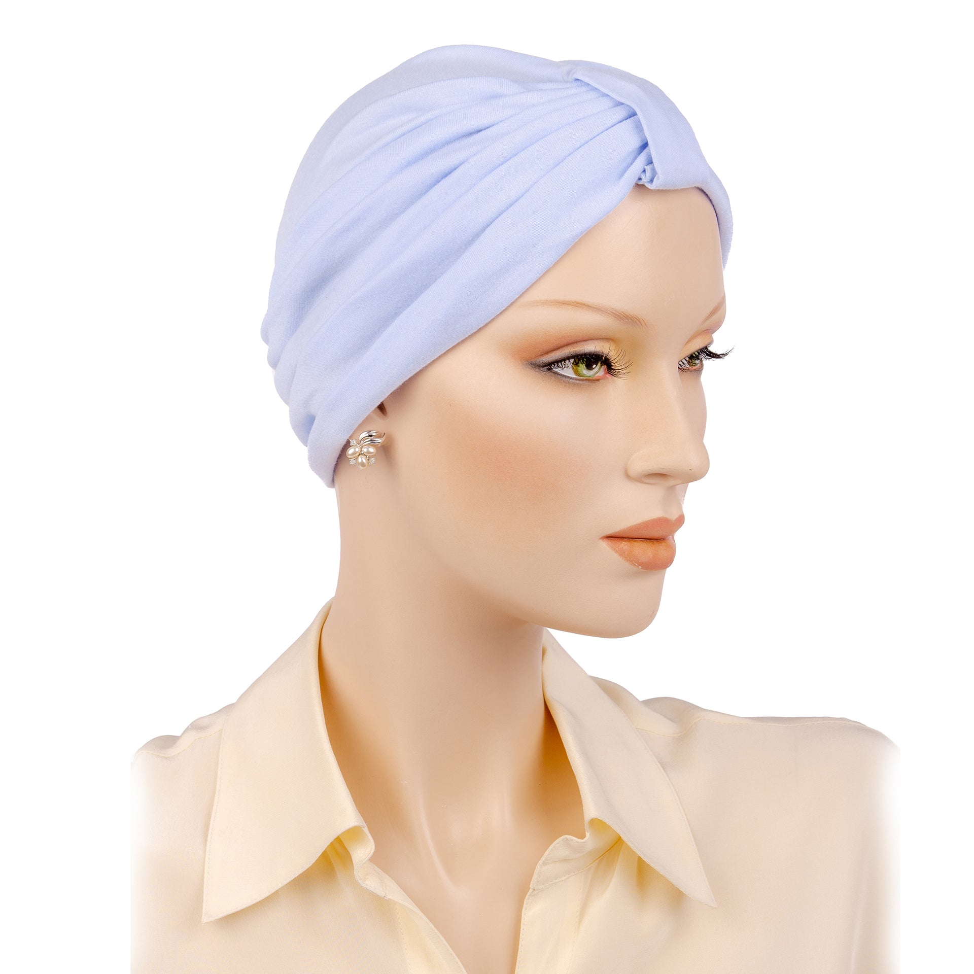 Chapeau Chimio Style Turban Noeud En Avant Avec Du Coton En Bleu Ciel ComfortMix