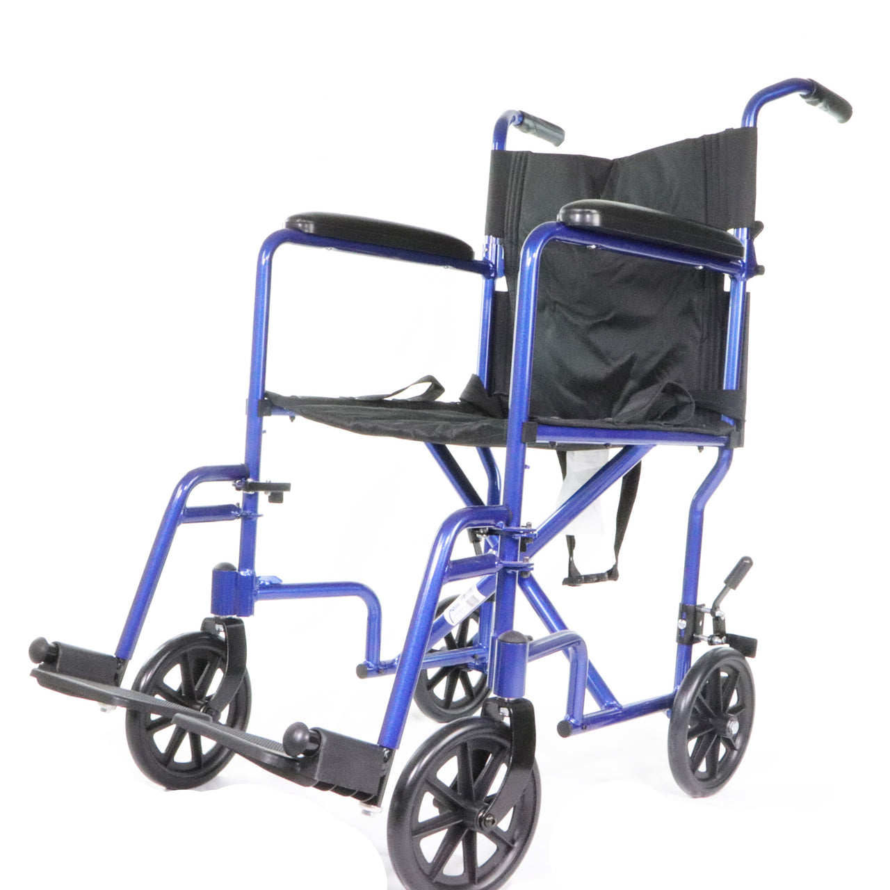 Fauteuil Roulant Léger De Transport Pour Aîné Vue Frontale En Bleu