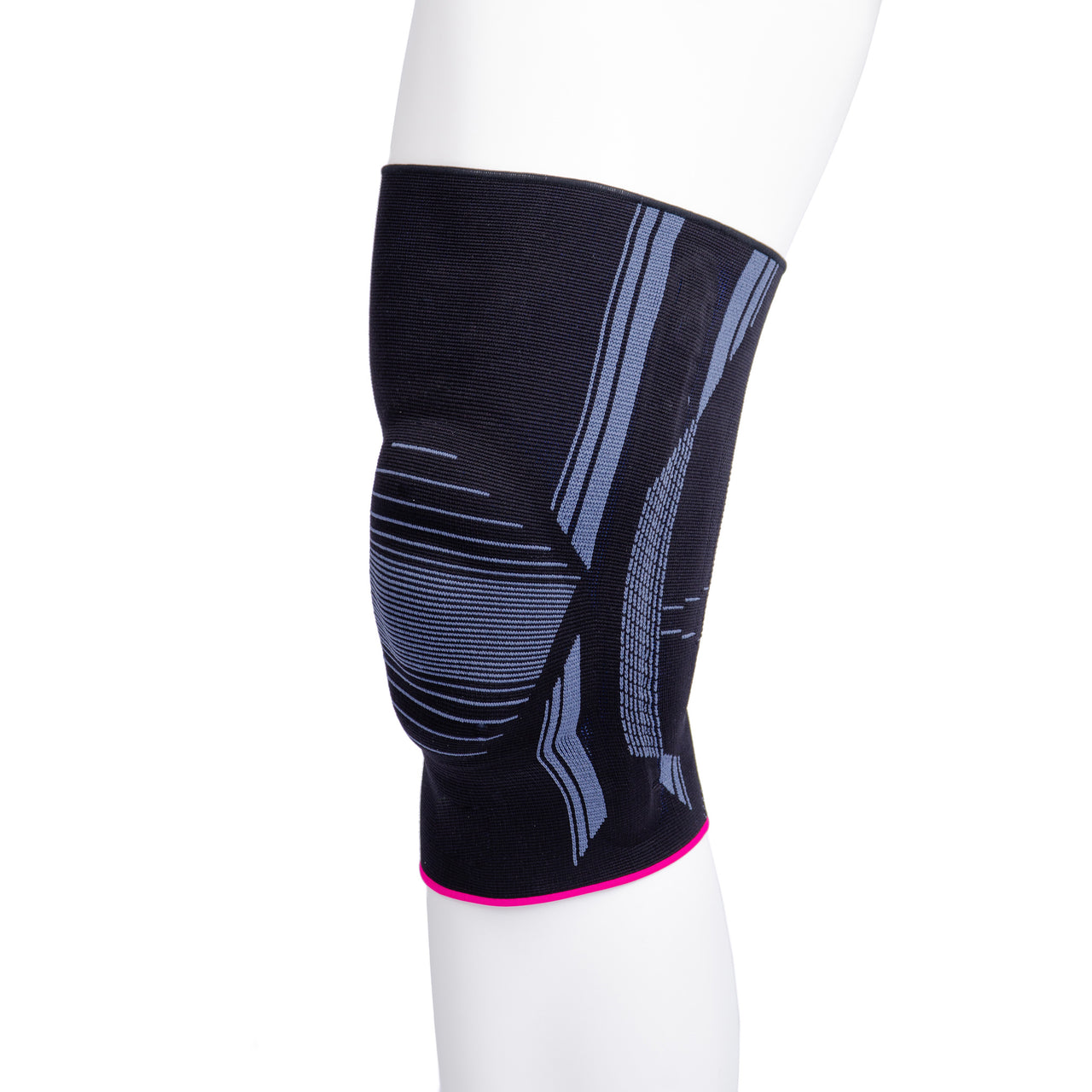 Genouillère Compressive Élastique Tricotée Polyvalente Avec Stabilisateur De Rotule Gris Foncé Avec Rayures