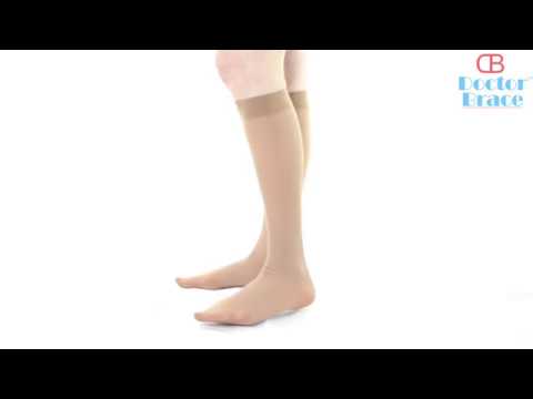 Vidéo 360: Bas De Compression Homme Au Genou 20-30 mmHg Couleur Beige Peau Semi-opaque