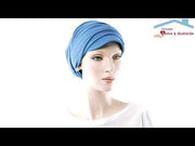 Vidéo - 360 Degrés: Chapeau Cancer 2 En 1 Bonnet À Rebord Et Turban En Bambou Couleur Bleu Océan