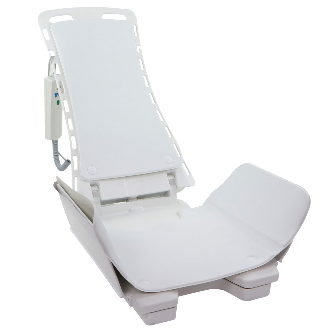 Levier De Bain Inclinable Vue Avec Toile Coussiné En Position Abaissée Et Inclinée