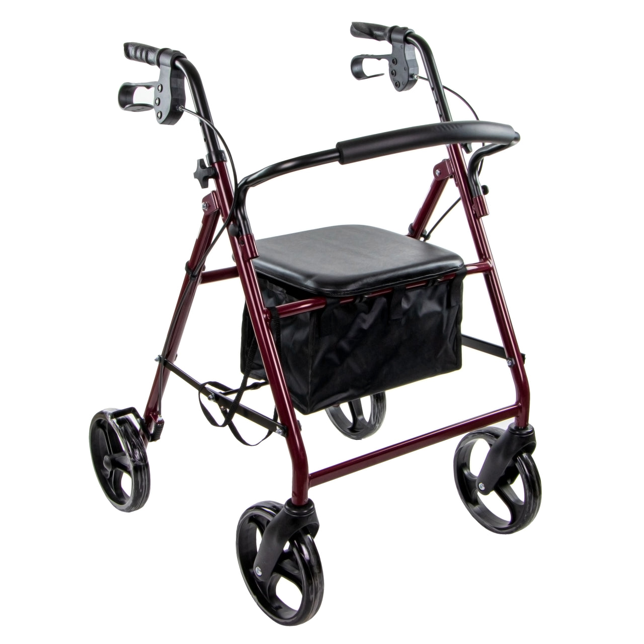 Marchette Avec Siege A 4 Roues Pour Ainés En Rouge Profil Droit