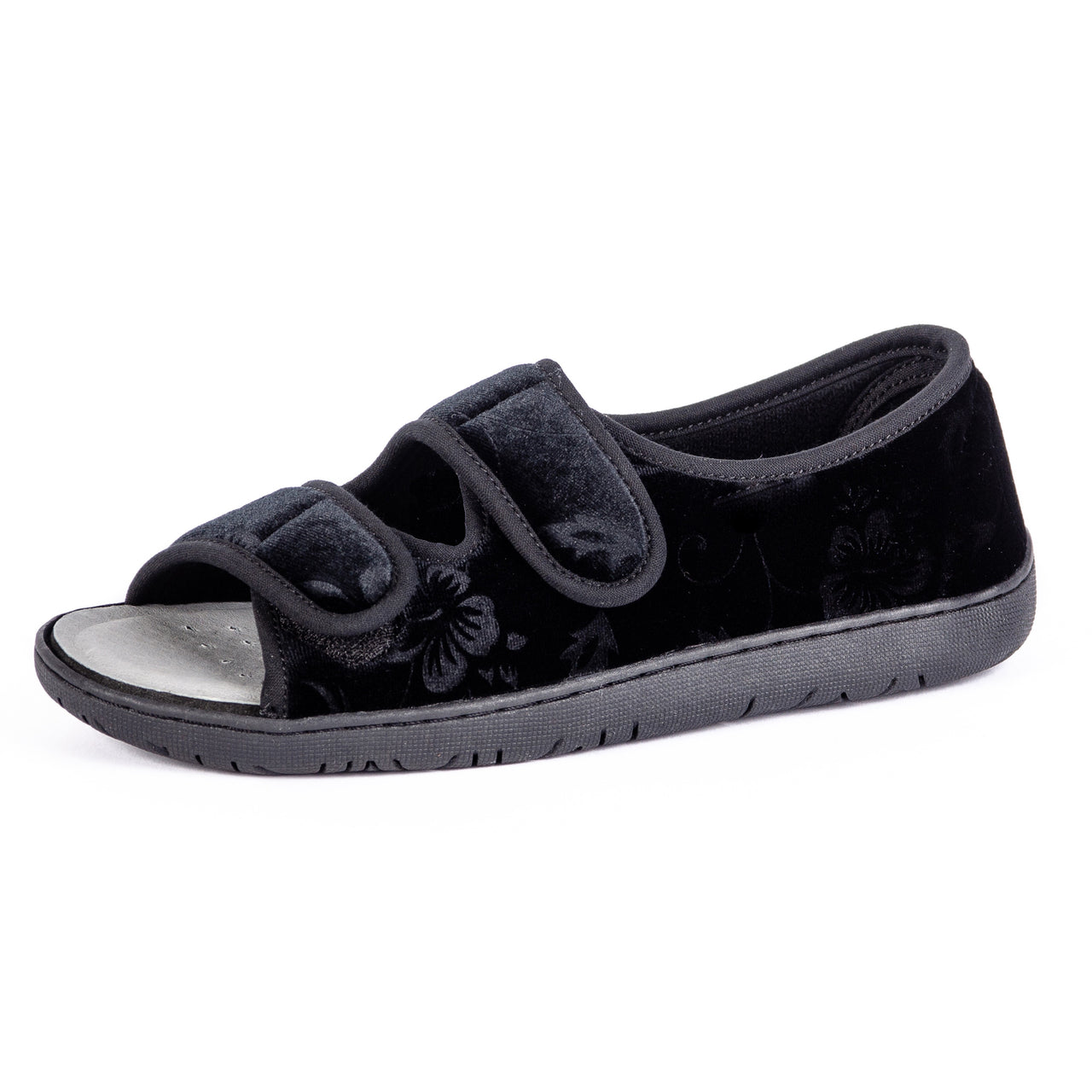 Pantoufles Orthopédiques Pour Femme La Flexible  Style Sandales En Velours Noir