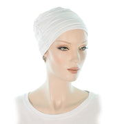 Turban Cancer Pour Femme En Bambou Simple Elegant Blanc